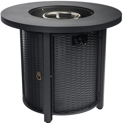50000 BTU 30" Black Steel Propane Round Fire Pit Table