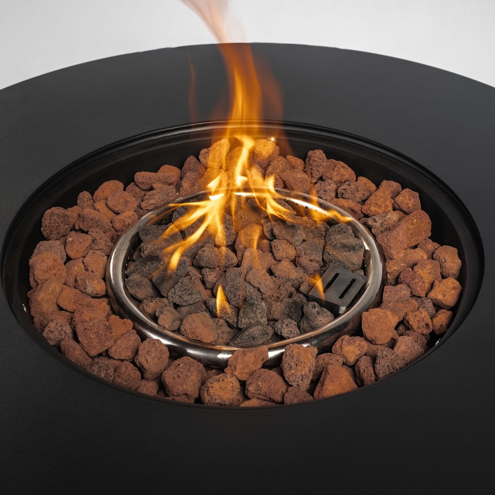 50000 BTU 30" Black Steel Propane Round Fire Pit Table