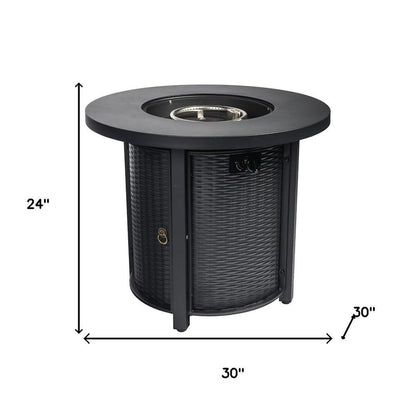 50000 BTU 30" Black Steel Propane Round Fire Pit Table
