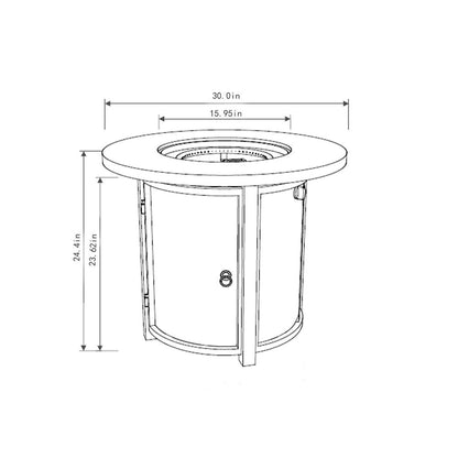 50000 BTU 30" Black And Brown Steel Propane Round Fire Pit Table