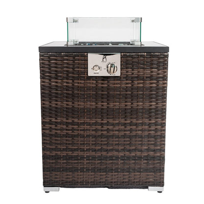 50000 BTU 24" Espresso Wicker Propane Rectangular Fire Pit Table