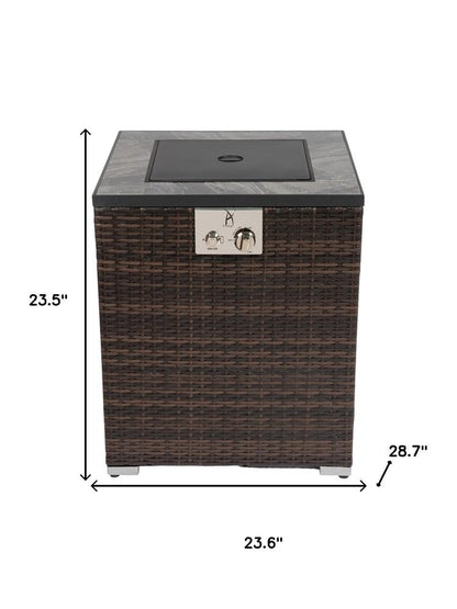 50000 BTU 24" Espresso Wicker Propane Rectangular Fire Pit Table