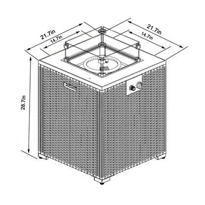 50000 BTU 22" Brown Wicker Propane Rectangular Fire Pit