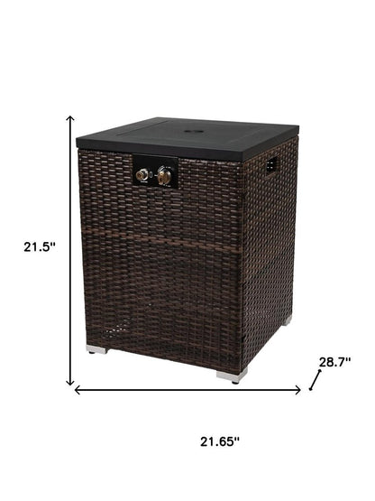 50000 BTU 22" Brown Wicker Propane Rectangular Fire Pit