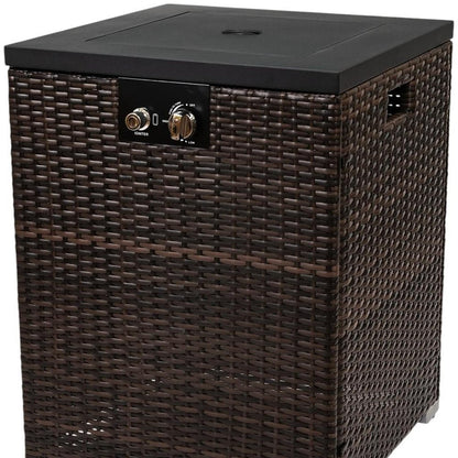 50000 BTU 22" Brown Wicker Propane Rectangular Fire Pit