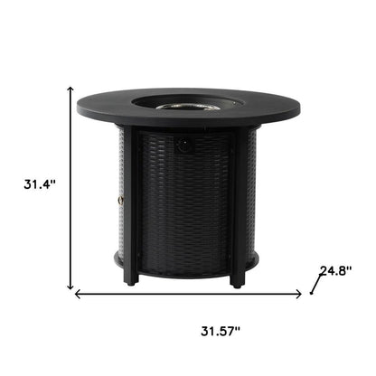 50000 BTU 32" Black Steel Propane Round Fire Pit Table