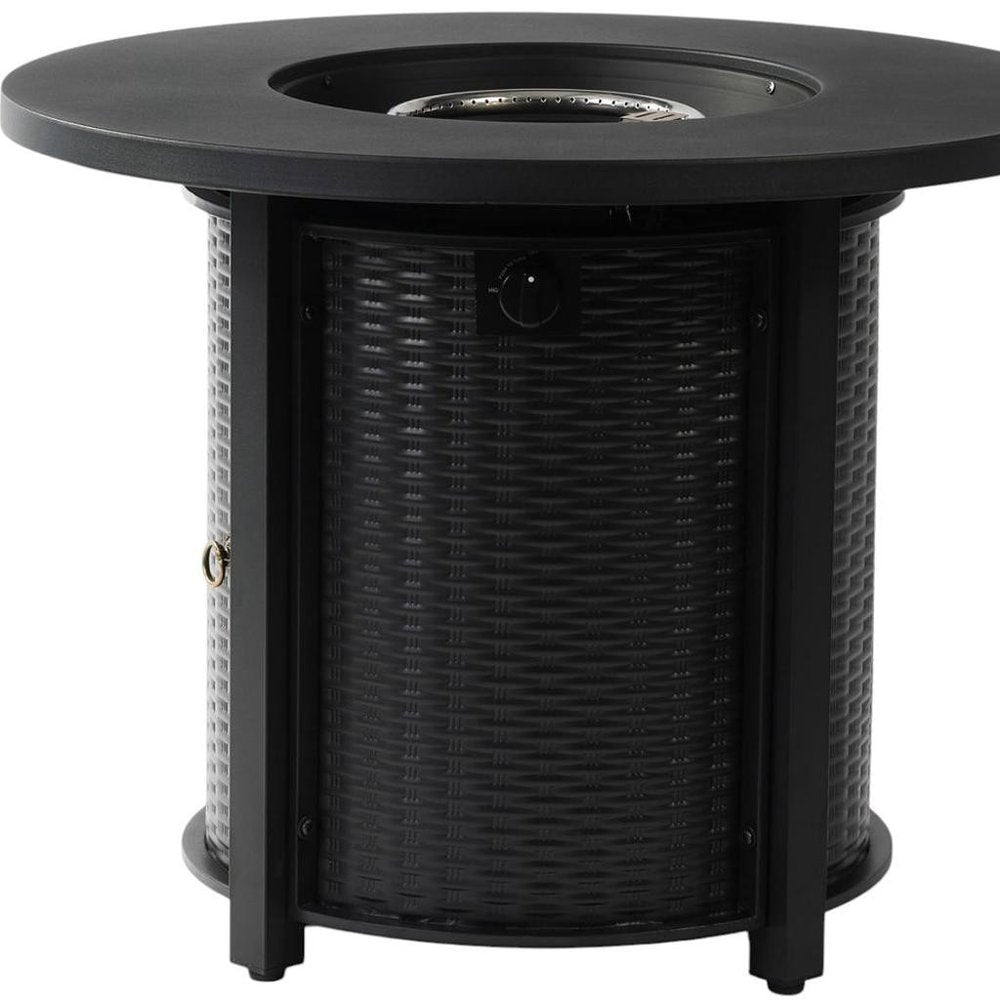 50000 BTU 32" Black Steel Propane Round Fire Pit Table