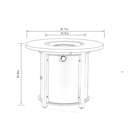 50000 BTU 32" Black Steel Propane Round Fire Pit Table
