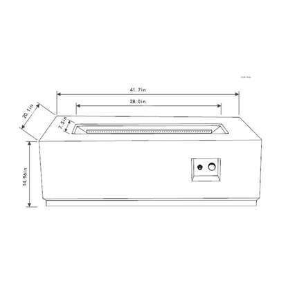 50000 BTU 42" Gray Steel Propane Rectangular Fire Pit Table With Cover