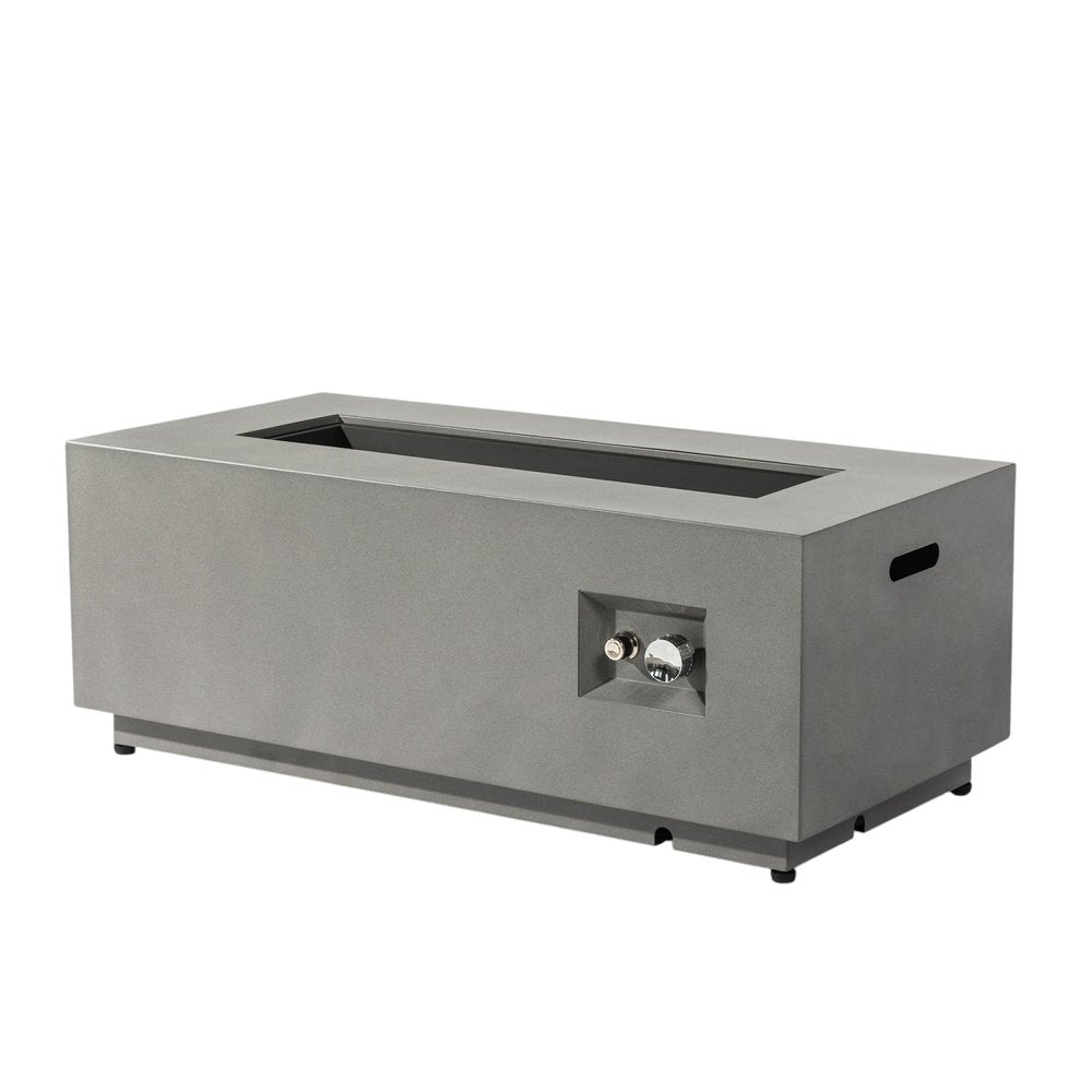 50000 BTU 42" Gray Steel Propane Rectangular Fire Pit Table With Cover