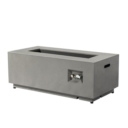 50000 BTU 42" Gray Steel Propane Rectangular Fire Pit Table With Cover