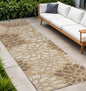 10' Brown And Cream Floral Indoor Outdoor Runner Rug