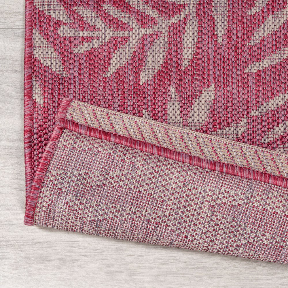10' Fuchsia And Light Gray Floral Indoor Outdoor Runner Rug