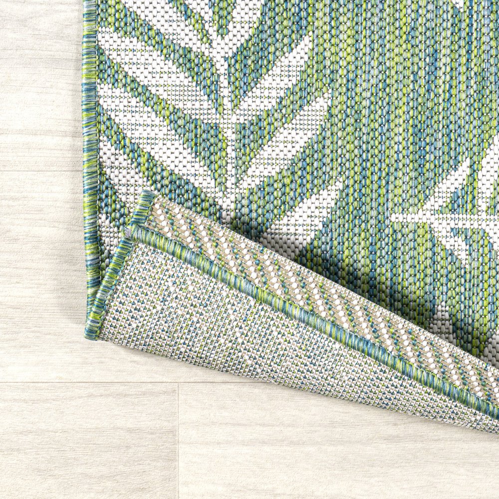 10' Cream And Green Floral Indoor Outdoor Runner Rug