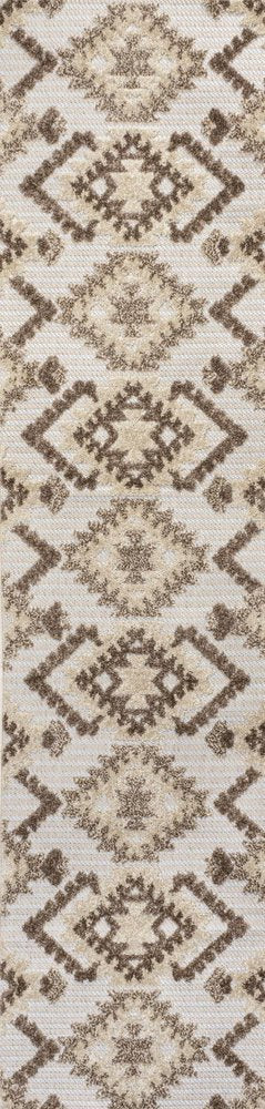 10' Brown And Ivory Moroccan Indoor Outdoor Runner Rug