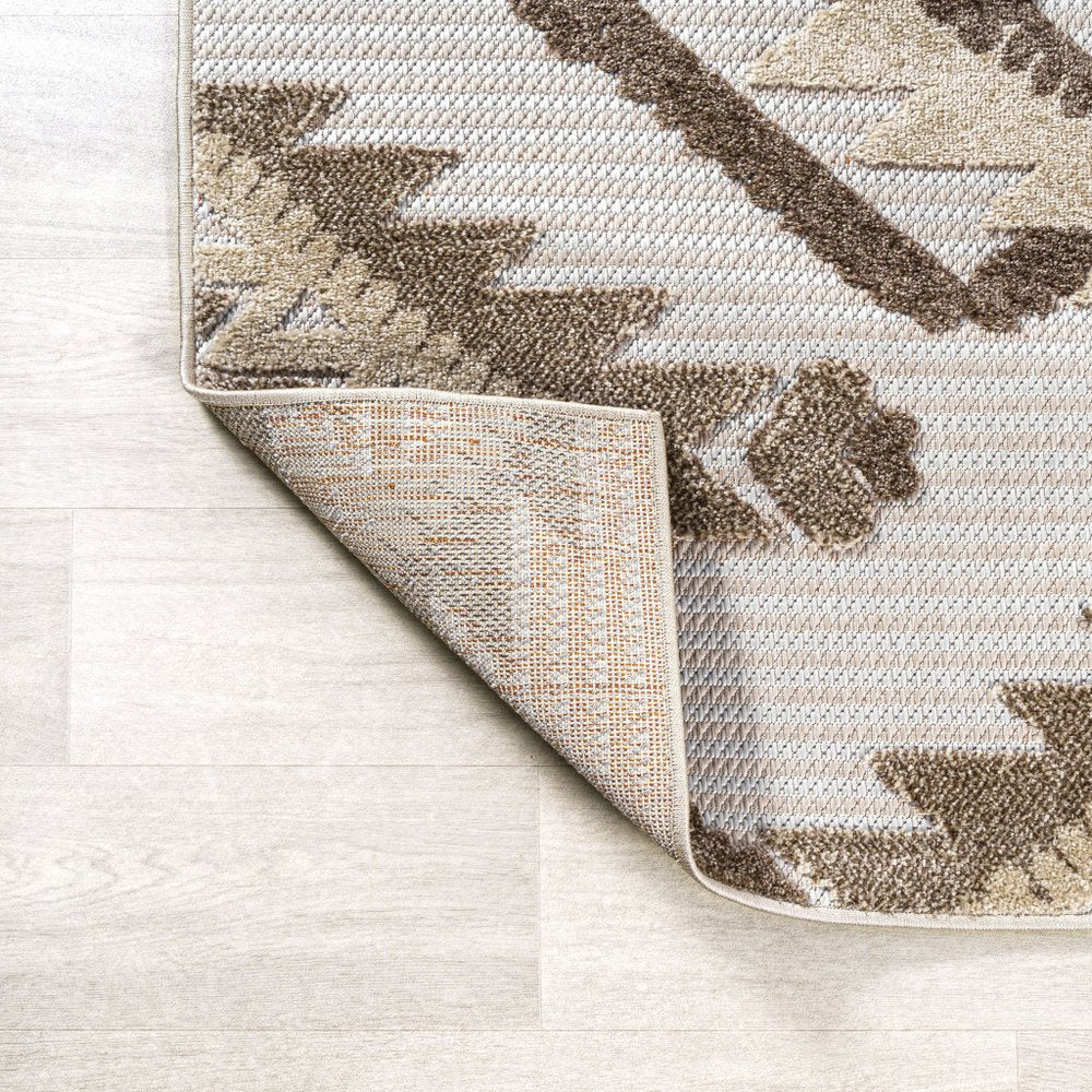 10' Brown And Ivory Moroccan Indoor Outdoor Runner Rug