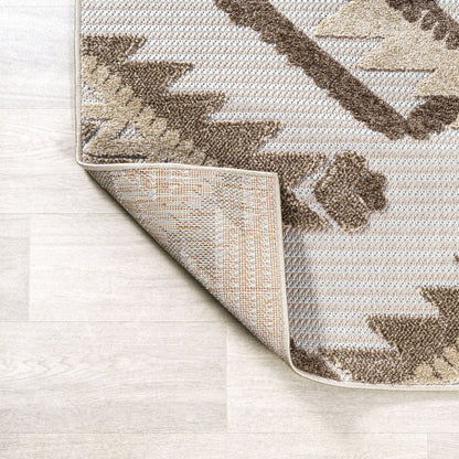 10' Brown And Ivory Moroccan Indoor Outdoor Runner Rug