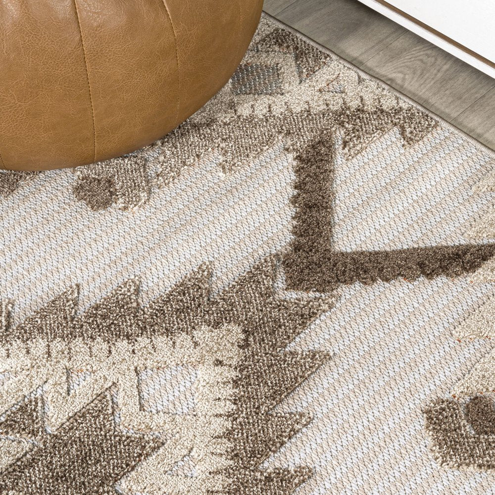 10' Brown And Ivory Moroccan Indoor Outdoor Runner Rug