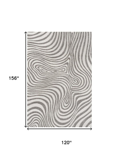 10' X 13' Gray And Ivory Abstract Indoor Outdoor Area Rug