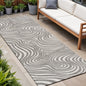10' Gray And Ivory Abstract Indoor Outdoor Runner Rug