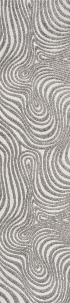 10' Gray And Ivory Abstract Indoor Outdoor Runner Rug