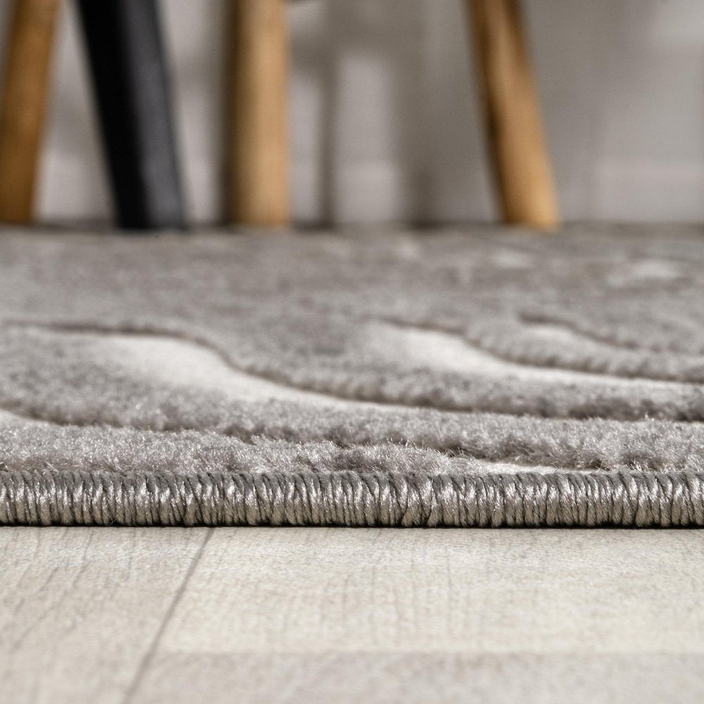 10' Gray And Ivory Abstract Indoor Outdoor Runner Rug