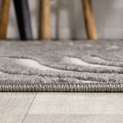 10' Gray And Ivory Abstract Indoor Outdoor Runner Rug