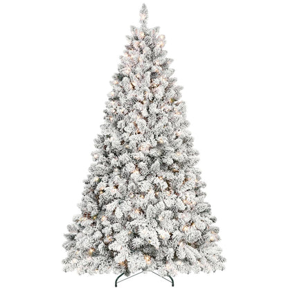 7.5' Pre Lit Full Flocked Spruce Christmas Tree With Decorations