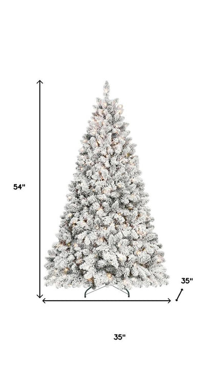 7.5' Pre Lit Full Flocked Spruce Christmas Tree With Decorations
