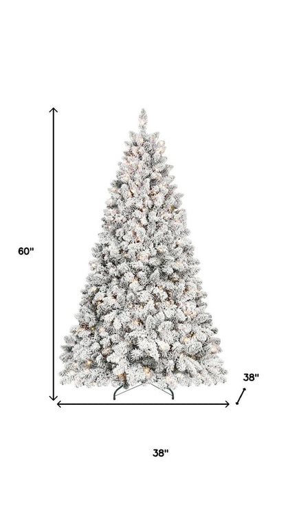 7.5' Pre Lit Full Flocked Spruce Christmas Tree With Decorations