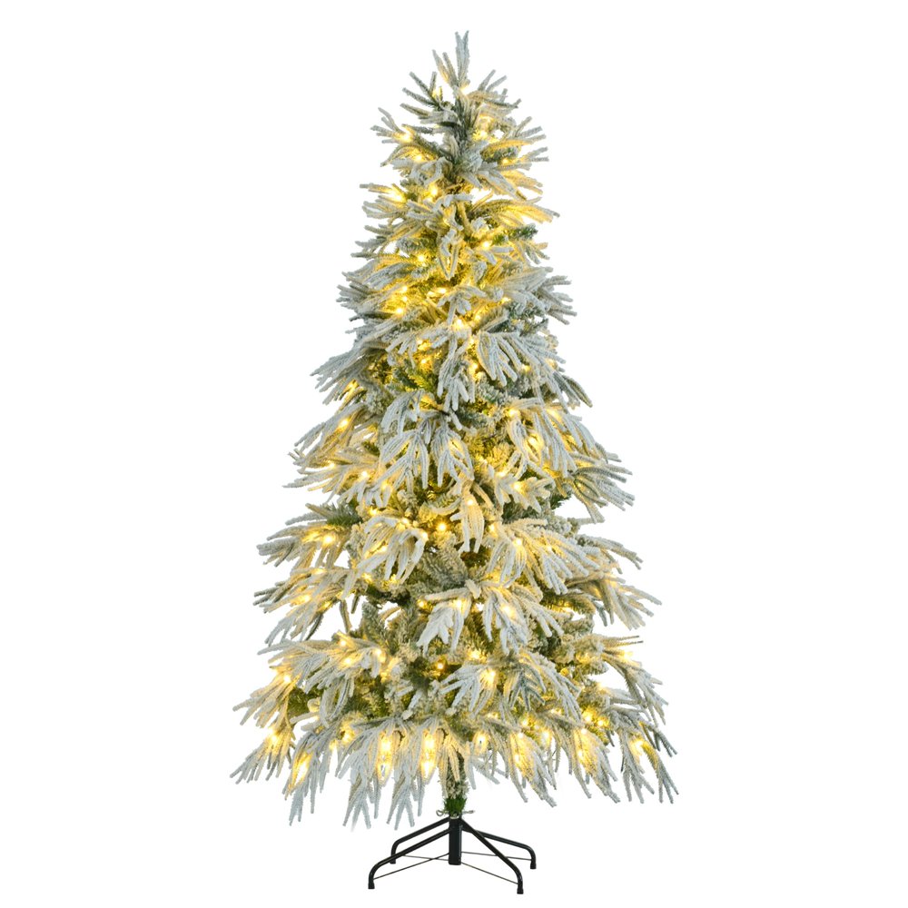 6' White Pre Lit Full Spruce Christmas Tree With Decorations