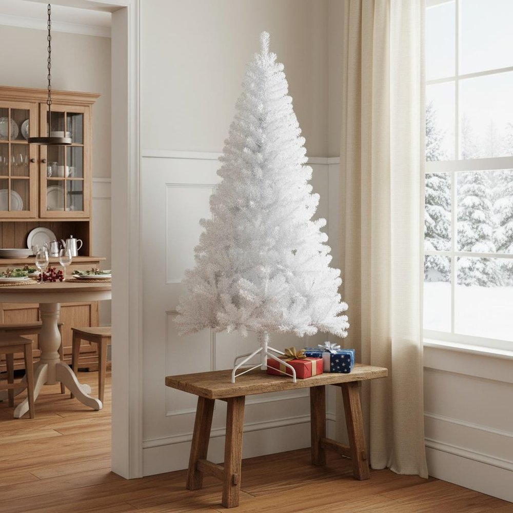 8' White Full Pine Christmas Tree