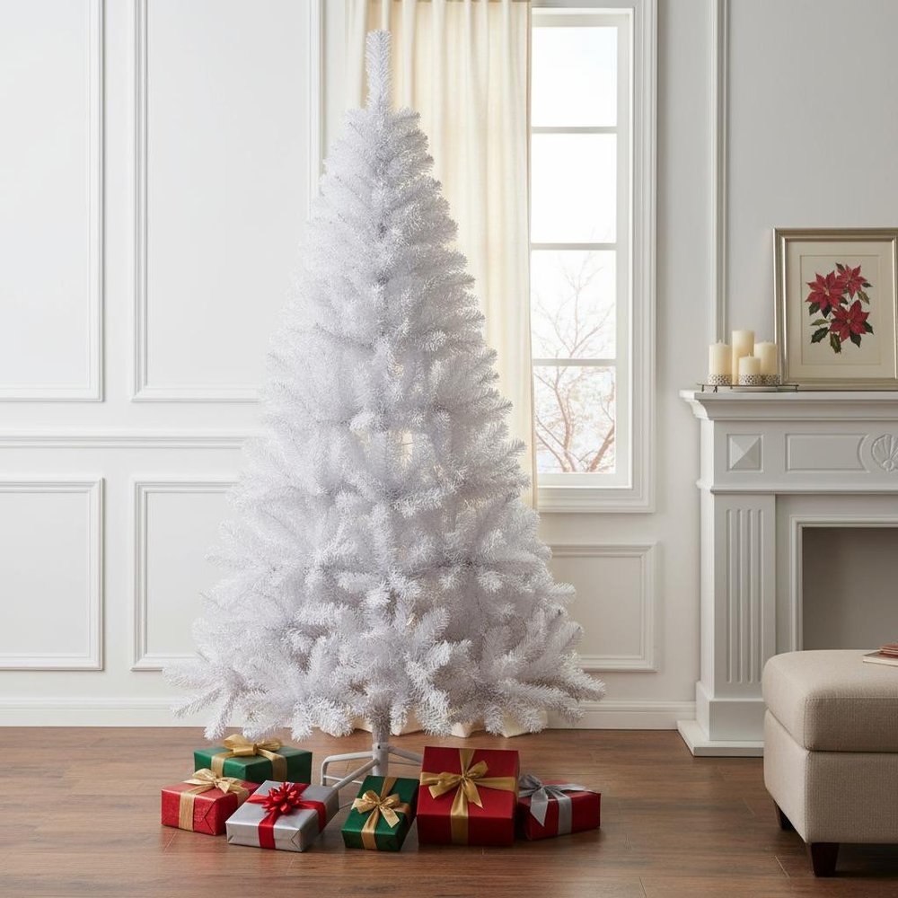 8' White Full Pine Christmas Tree