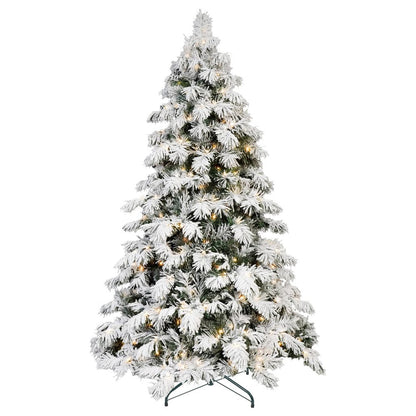 8' White Pre Lit Full Pine Christmas Tree