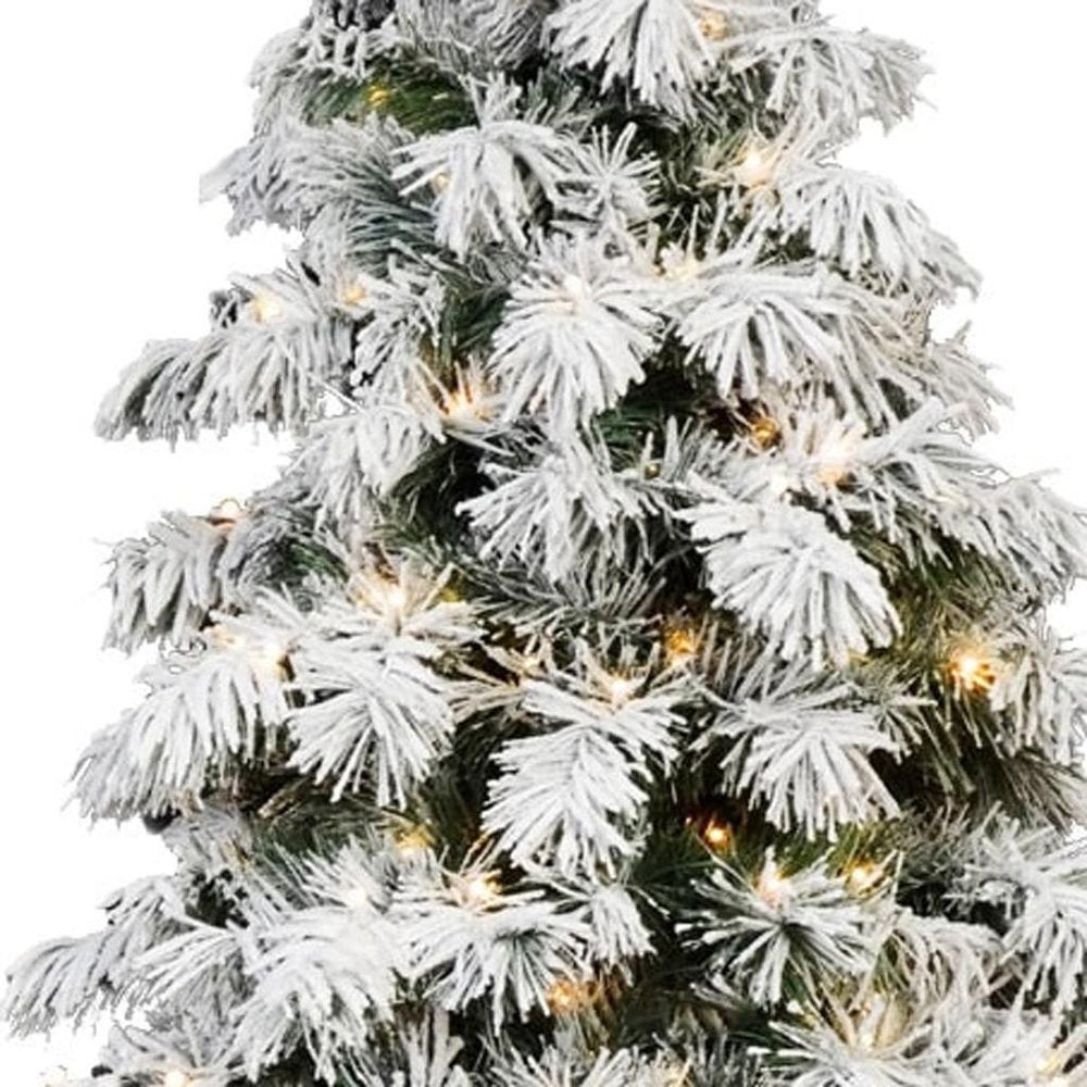 8' White Pre Lit Full Pine Christmas Tree