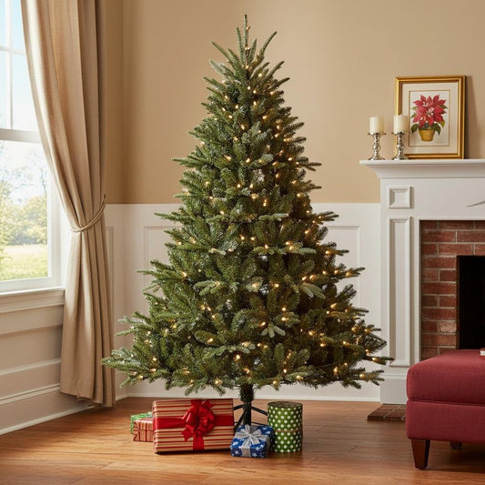 9' Pre Lit Full Pine Christmas Tree