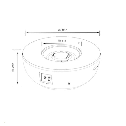 50000 BTU 36" Gray Steel Propane Round Fire Pit With Cover