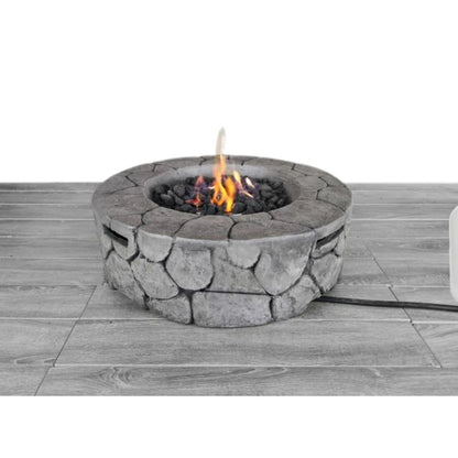 40000 BTU 28" White Concrete Propane Round Fire Pit With Cover