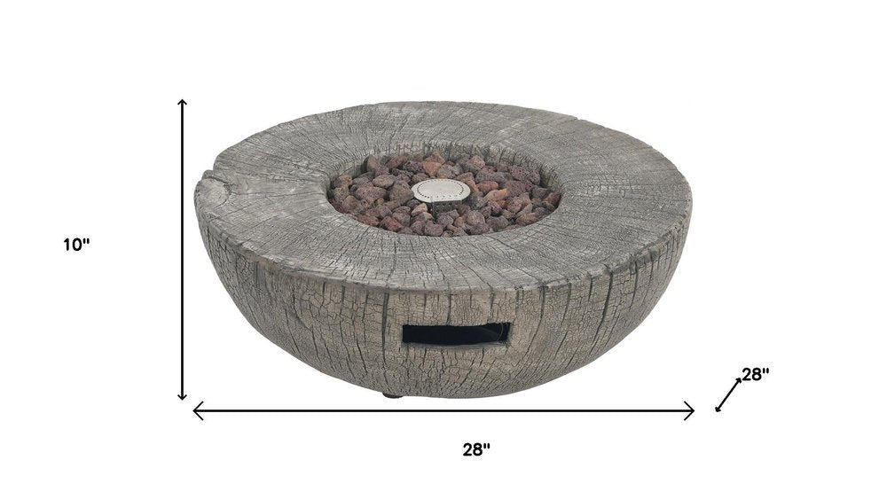 30000 BTU 28" Gray Magnesium Oxide Propane Round Fire Pit With Cover