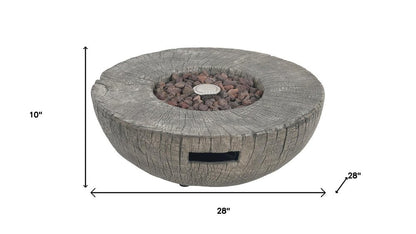 30000 BTU 28" Gray Magnesium Oxide Propane Round Fire Pit With Cover