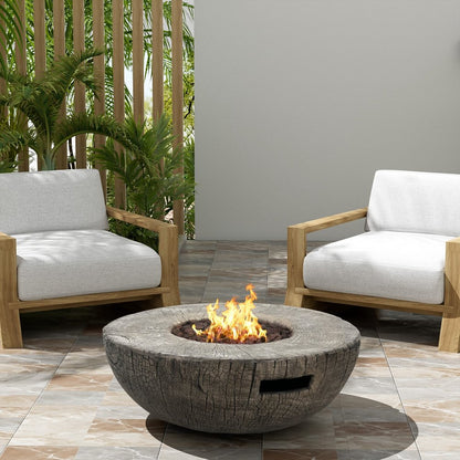 30000 BTU 28" Gray Magnesium Oxide Propane Round Fire Pit With Cover