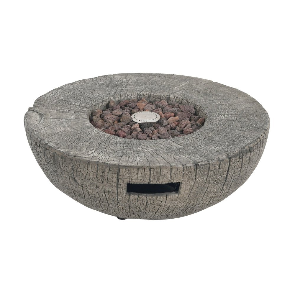 30000 BTU 28" Gray Magnesium Oxide Propane Round Fire Pit With Cover