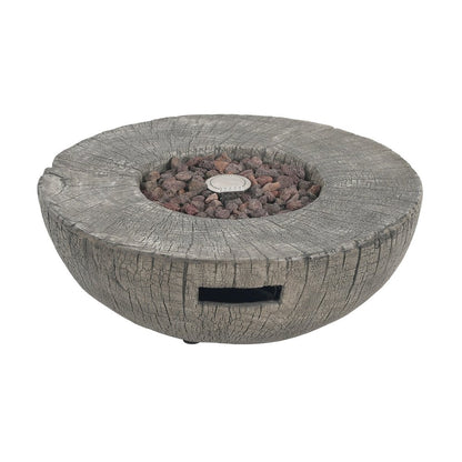 30000 BTU 28" Gray Magnesium Oxide Propane Round Fire Pit With Cover