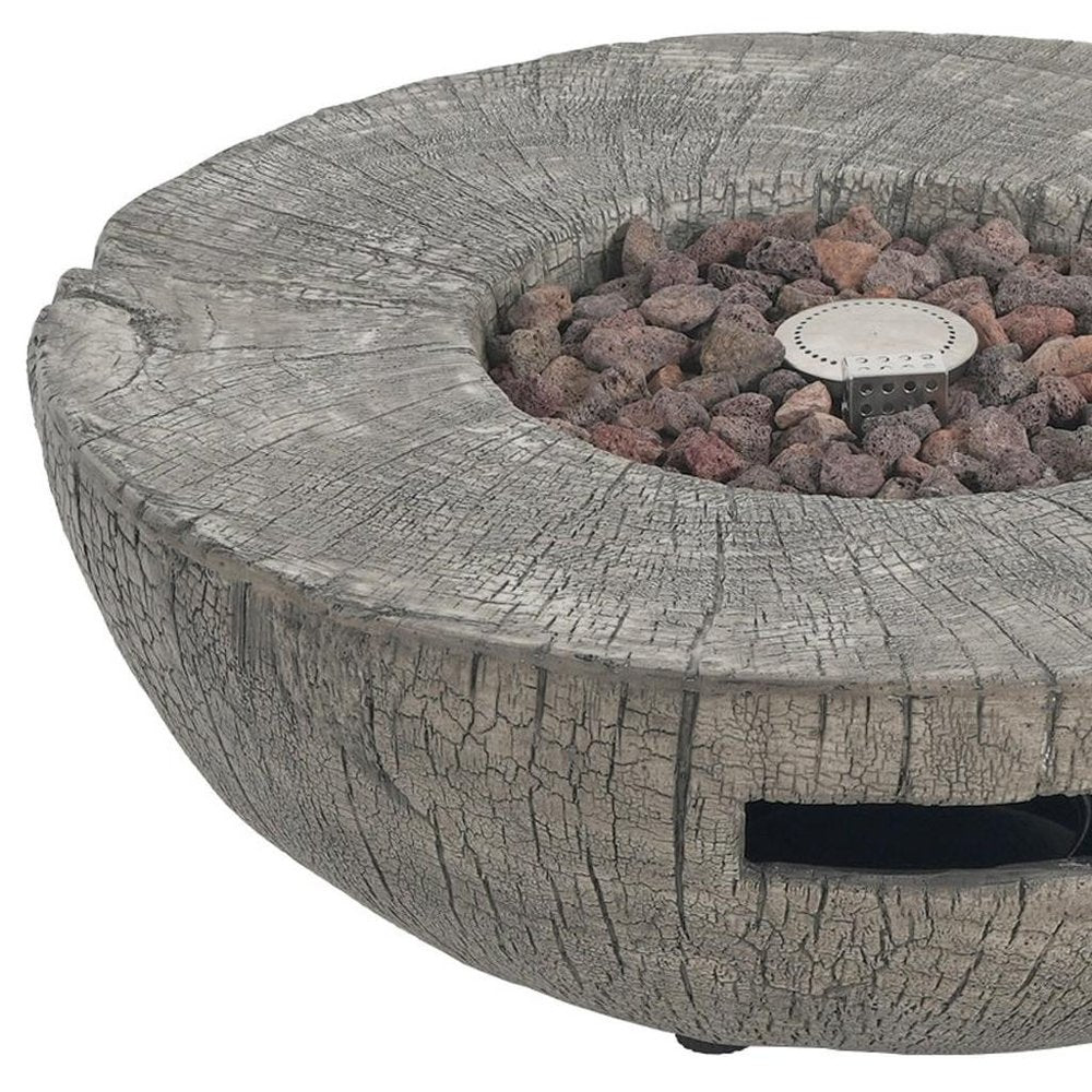 30000 BTU 28" Gray Magnesium Oxide Propane Round Fire Pit With Cover