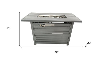 50000 BTU 42" Gray Steel Propane Rectangular Fire Pit With Cover