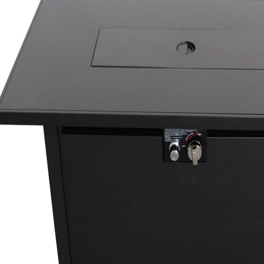 40000 BTU 42" Black Steel Propane Rectangular Fire Pit With Cover