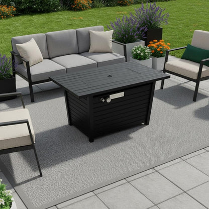 40000 BTU 42" Black Stainless steel Propane Rectangular Fire Pit With Cover
