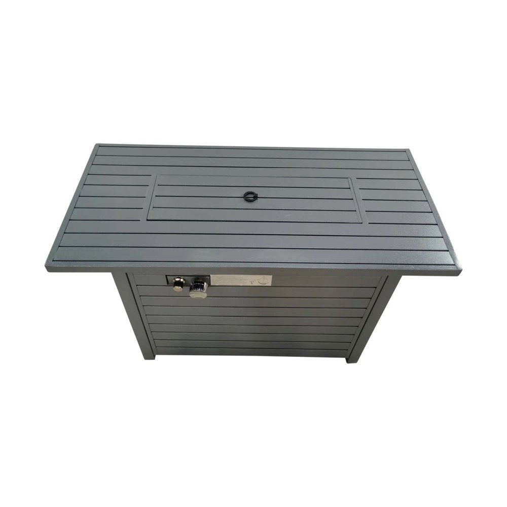 50000 BTU 42" Gray Steel Propane Rectangular Fire Pit With Cover