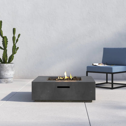 50000 BTU 34" Gray Stainless steel Propane Rectangular Fire Pit With Cover