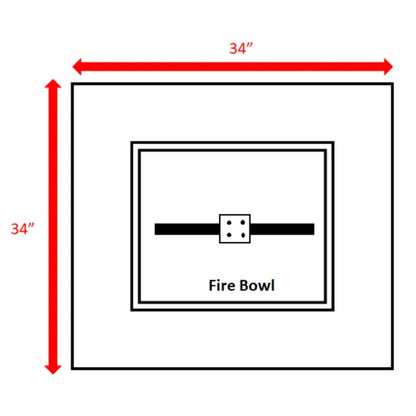 50000 BTU 34" Gray Stainless steel Propane Rectangular Fire Pit With Cover